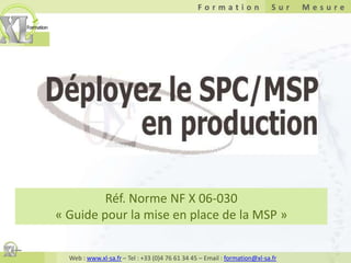 Réf. Norme NF X 06-030« Guide pour la mise en place de la MSP » 