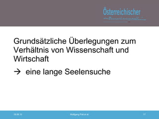 Grundsätzliche Überlegungen zum Verhältnis von Wissenschaft und Wirtschaft     eine lange Seelensuche  