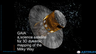 1 All the space you need
GAIA
Crédit:©ESA
GAIA
a science satellite
for 3D dynamic
mapping of the
Milky Way
 