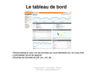 Google Analytics - GDG Abidjan - Bakouan
  Mamadou - mbakouan@gmail.com
 