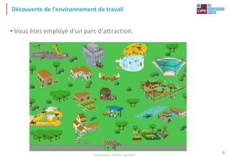 Tout droit réservé - CIPE 2015 - www.CIPE.fr
5
Découverte de l'environnement de travail
• Vous êtes employé d'un parc d'attraction.
 
