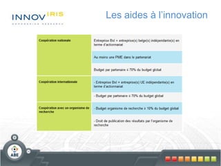 Les aides à l’innovation
 