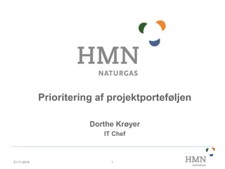 Prioritering af projektporteføljen 
Dorthe Krøyer 
IT Chef 
21-11-2014 1 
 