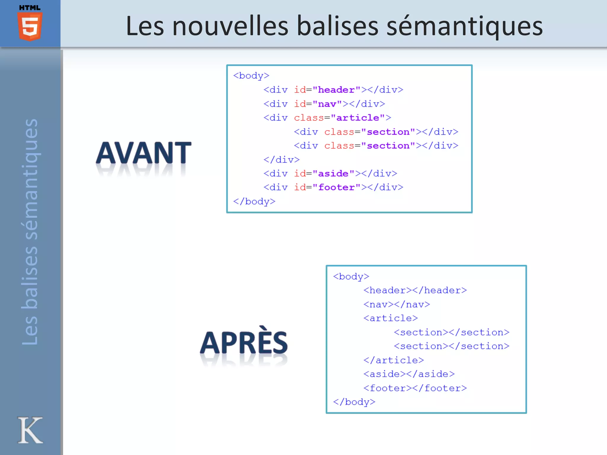 Les nouvelles balises sémantiquesLesbalisessémantiques
 