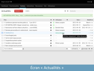Écran « Actualités »
 