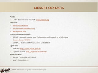LIENS ET CONTACTS
Veille
- Lettre d’information PREDIM - www.predim.org
Sites web
- www.chouette.mobi
- www.normes-données...