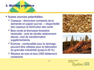 Filière québécoise des granulés de bois pour le chauffage et perspectives d’approvisionnement en biomasse