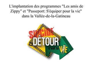 L'implantation des programmes "Les amis de
Zippy" et "Passeport: S'équiper pour la vie"
dans la Vallée-de-la-Gatineau
 