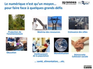 2
… santé, alimentation, …etc.
Le numérique n’est qu’un moyen…
pour faire face à quelques grands défis
Maitrise des ressources Croissance des villesProtection de
l’environnement
Vieillissement
de la population Démocratie
Cohésion sociale
Éducation Mondialisation
 