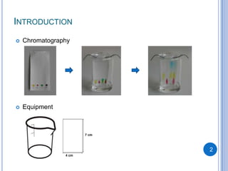 INTRODUCTION
   Chromatography




   Equipment




                     2
 