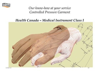 Our know-how at your service
                   Controlled Pressure Garment

           Health Canada – Medical Instrument Class I




13/02/13                                                45
 