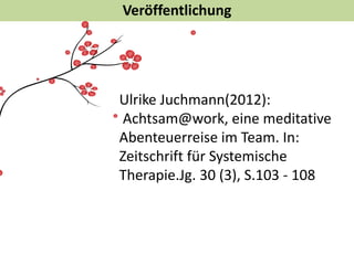 Mehr Verständnis für
Klientinnen
Bessere Selbstbeobachtung
mehr Mitgefühl mit sich
und anderen
Selbstberuhigung
bewusster Umgang
mit Schwierigkeiten
Gefühle und
Bedürfnisse
wahrnehmen
Bewusstere
Gesprächsführung
Mehr Offenheit im
Team
Stressbewältigung
Wirkungen der Achtsamkeitspraxis
 