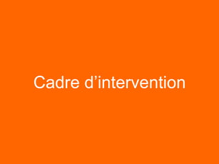 Cadre d’intervention
 