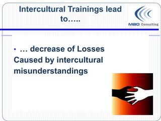 Intercultural Trainings lead
            to…..


• … decrease of Losses
Caused by intercultural
misunderstandings
 