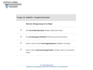 Dr. Sascha Bechmann
Aspekte der Vermittlung grammatischer Kompetenzen im Schulunterricht

 