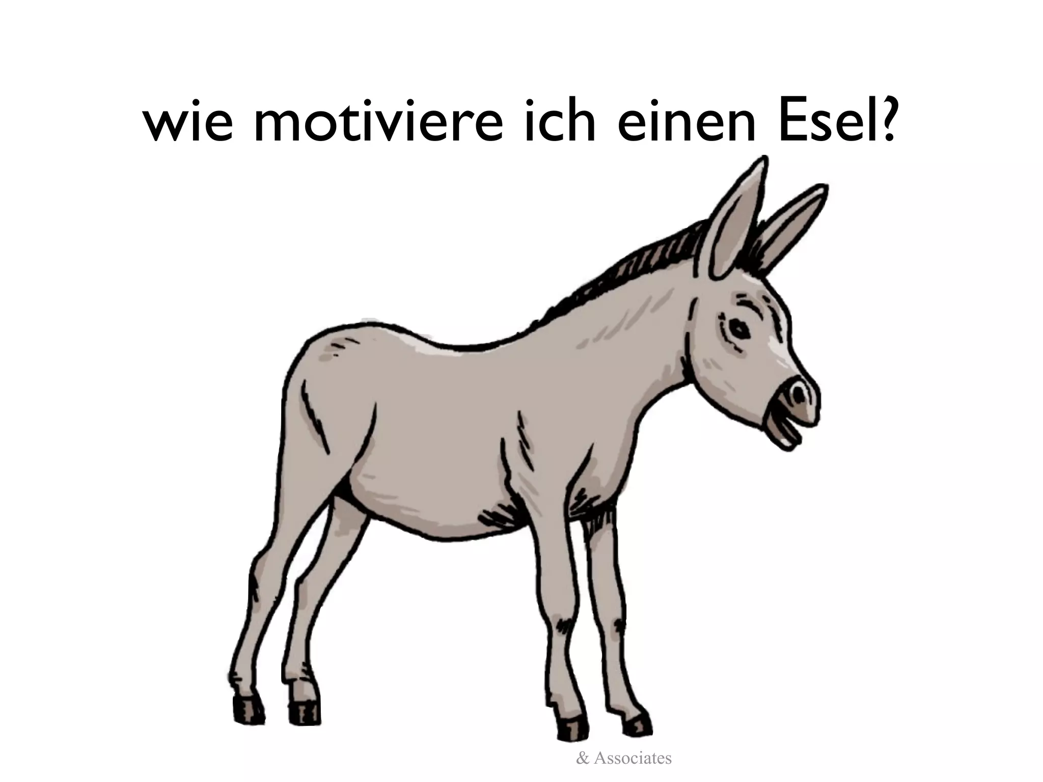 wie motiviere ich einen Esel?




          (c)Reinhard Austrup & Associates
 