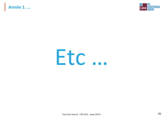 Tout droit réservé - CIPE 2015 - www.CIPE.fr
Année 1. …
41
Etc …
 