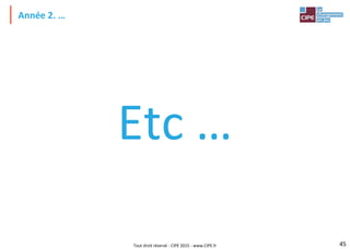 Tout droit réservé - CIPE 2015 - www.CIPE.fr
Année 2. …
45
Etc …
 