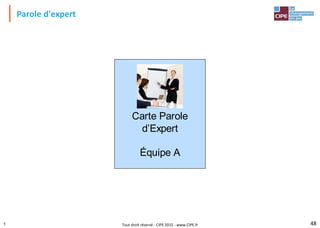 Tout droit réservé - CIPE 2015 - www.CIPE.fr
Parole d'expert
48
Carte Parole
d’Expert
Équipe A
1
 