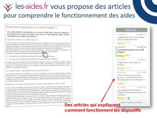 vous propose des articles
pour comprendre le fonctionnement des aides

Des articles qui expliquent
comment fonctionnent les dispositifs

 