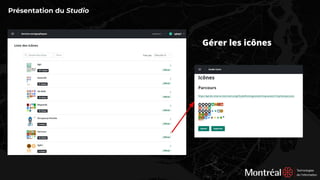 Présentation du Studio
Gérer les icônes
 