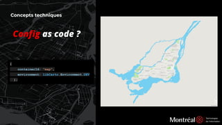 Concepts techniques
{
containerId: "map",
environment: libCarto.Environment.DEV
};
Conﬁg as code ?
 