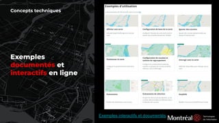 Concepts techniques
Exemples interactifs et documentés
Exemples
documentés et
interactifs en ligne
 