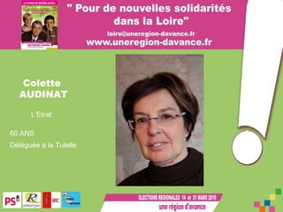 Colette  AUDINAT L’Etrat 60 ANS   Déléguée à la Tutelle 