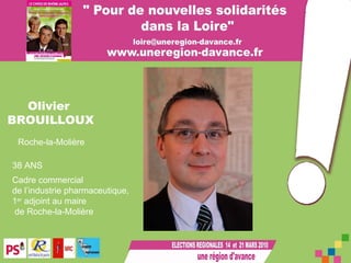 Olivier BROUILLOUX Roche-la-Molière 38 ANS   Cadre commercial  de l’industrie pharmaceutique, 1 er  adjoint au maire de Roche-la-Molière 