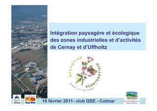 Intégration paysagère et écologique
   des zones industrielles et d’activités
   de Cernay et d’Uffholtz




10 février 2011- club QSE - Colmar
 