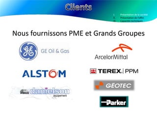 ClientsPrésentation de la sociétéPrésentation de l’offreCapacités techniquesNous fournissons PME et Grands Groupes