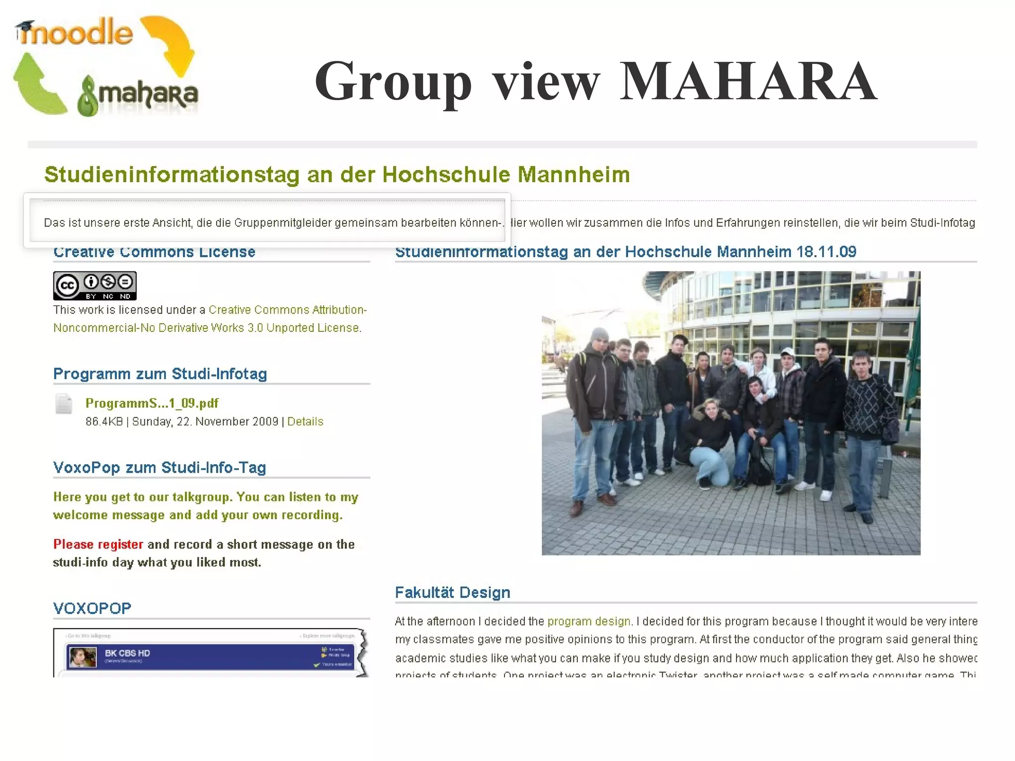 Group view MAHARA 