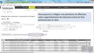 Vous pourrez y intégrer vos prévisions et effectuer
votre rapprochement de trésorerie entre les flux
prévisionnels et réels
 
