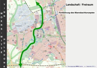Flächennutzungsplanungincl.Bausteine
Stadtentwicklungskonzept
- 70 - Planungsgruppe MWM, Aachen September 2010
V
I
N
N
H
Ü
L
S
D
O
N
K
M
O
E
R
S
-
M
I
T
T
E
Landschaft / Freiraum
Fortführung des Moersbachkonzeptes
 