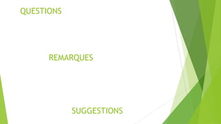 QUESTIONS




      REMARQUES




            SUGGESTIONS
 