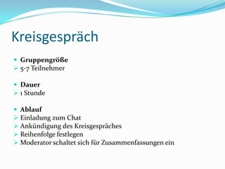 GruppenarbeitAblauf einer ModerationErgebnisVisualisierung