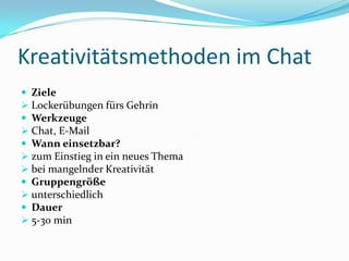 Die Arbeit mit der Gruppe