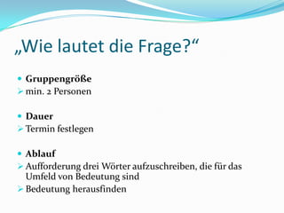 Folien- PräsentationVorbereitete Präsentations-Folien werden online vorgeführt und diskutiert 