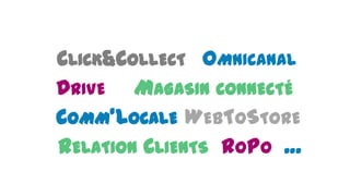 CLICK&COLLECT OMNICANAL
DRIVE MAGASIN CONNECTÉ
COMM’LOCALE WEBTOSTORE
RELATION CLIENTS ROPO …

 