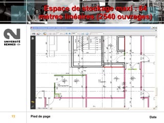 Espace de stockage maxi : 64 mètres linéaires (2540 ouvrages) 