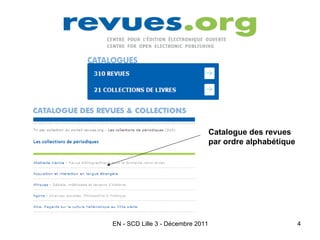 Catalogue des revues par ordre alphabétique 