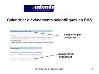 Calendrier d’évènements scientifiques en SHS Navigation par catégories Suggérer un évènement 