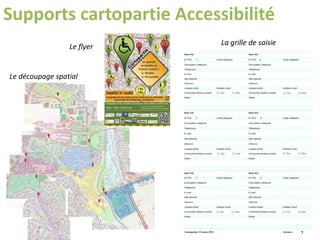 Supports cartopartie Accessibilité
Le découpage spatial
Le flyer
La grille de saisie
 