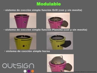 Modulable
• sistema de cocción simple función Grill (con y sin mesita)
• sistema de cocción simple función Plancha (con y sin mesita)
• sistema de cocción simple horno
documento no contractual; queda totalmente prohivida la difusión sin autorización previa
 