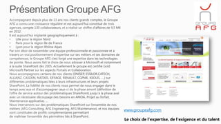 Le choix de l'expertise, de l'exigence et du talent
www.groupeafg.com
 