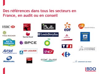 Des références dans tous les secteurs en
France, en audit ou en conseil
 