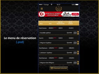 Le menu de réservation
(.psd)
 