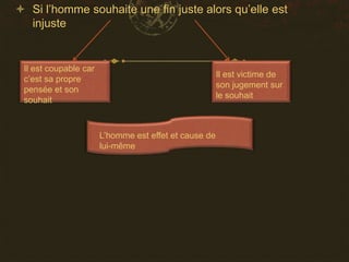 LES 3 ETAPES D’UN ACTE RESPONSABLE OU MORALEMENT QUALIFIABLE) => ces étapes sont placées dans l’ordre dans lequel elle doivent être efféctuéespour que l’acte soit responsableOn délibère sur les moyens d’atteindre les fins et non sur les fins Il faut pour cela connaître la fin => si on la connaît on peut examiner les moyens par lesquels on peut y parvenirS’il existe plusieurs moyens => on choisit le plus facile et le meilleurS’il n’en existe qu’un => on cherche les moyens des moyens pour parvenir à la fin jusqu’à arriver à la cause immédiate. Si la recherche est impossible => on arrête Si la recherche est possible => on agitIl ne faut pas oublier que toute délibération est une recherche. Quand on délibère => ce par quoi on commence dans l’ordre de la pensée délibérative est ce par quoi on a terminé la recherche)