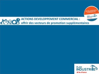 ACTIONS DEVELOPPEMENT COMMERCIAL :
offrir des vecteurs de promotion supplémentaires
 