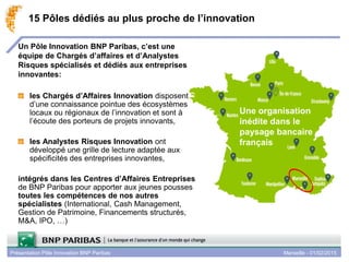 Présentation Pôle Innovation BNP Paribas Marseille - 01/02/2015
15 Pôles dédiés au plus proche de l’innovation
Un Pôle Inn...